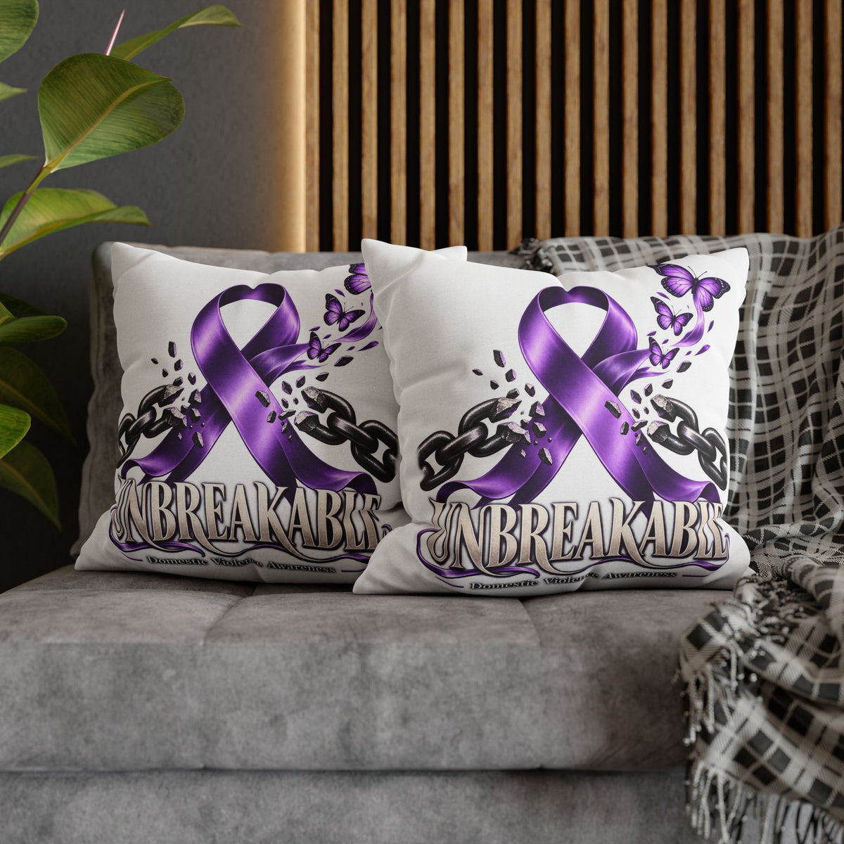 Domestic Violence Unbreakable Purple Ribbon Decorative Pillowcase
