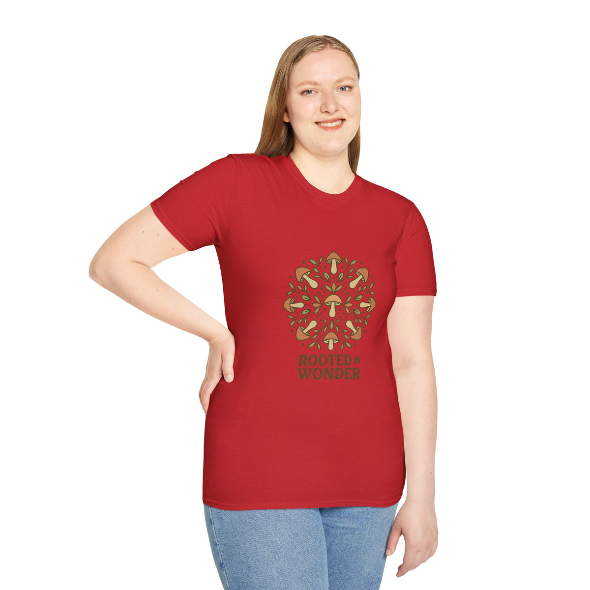 Mushroom Mandala T-Shirt — "Rooted in Wonder" Botanical Graphic Tee