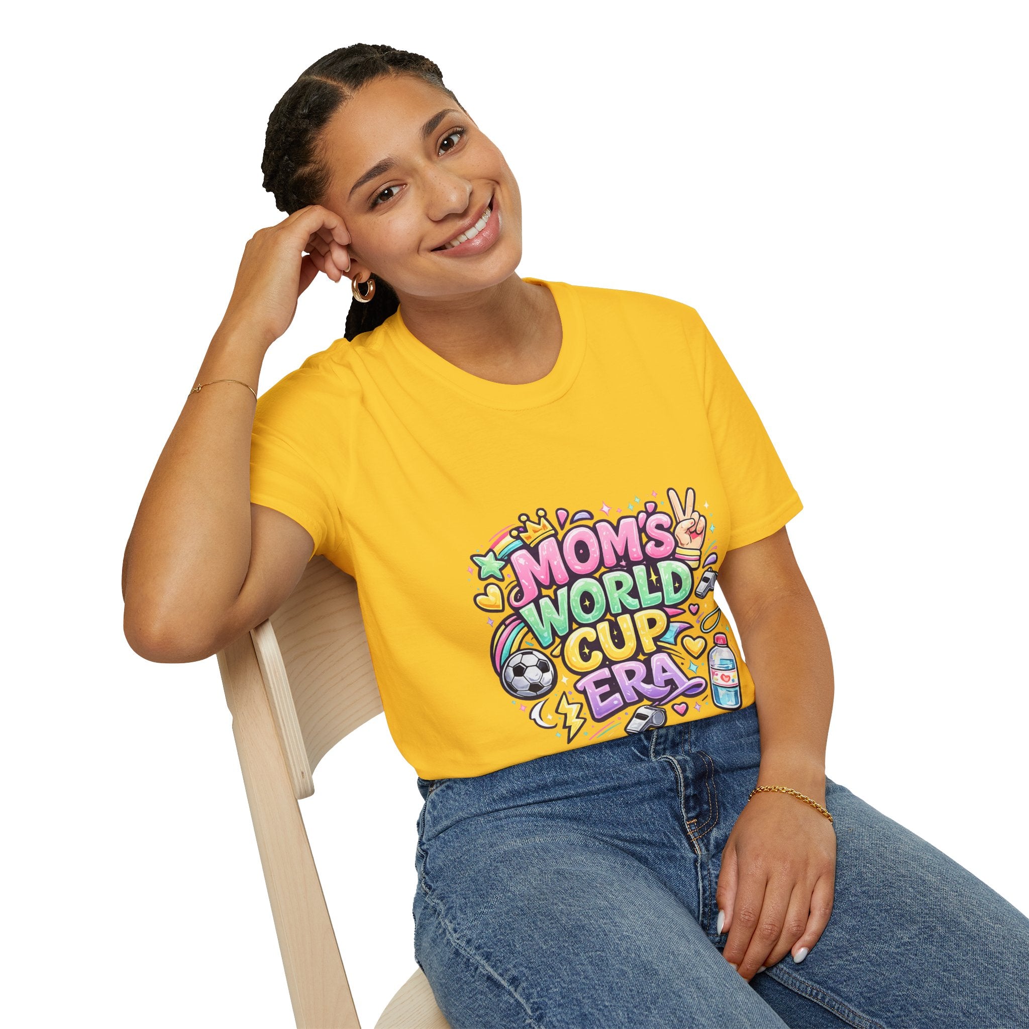 Girls Kids Mom's World Cup Era T‑Shirt — Playful Soccer Mom Tee