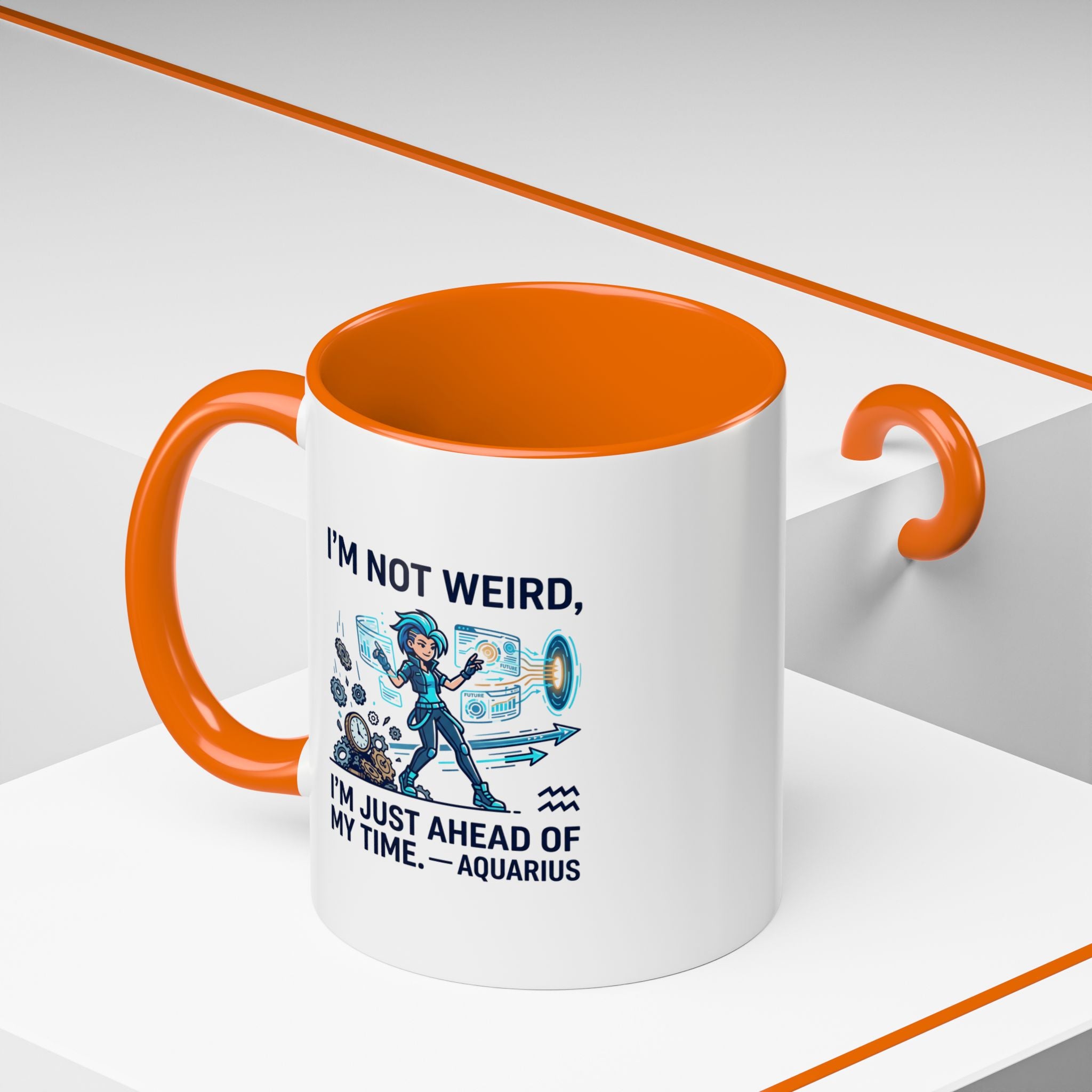 Aquarius Zodiac Coffee Mug — "I'm Not Weird, I'm Just Ahead of My Time" Accent Mug