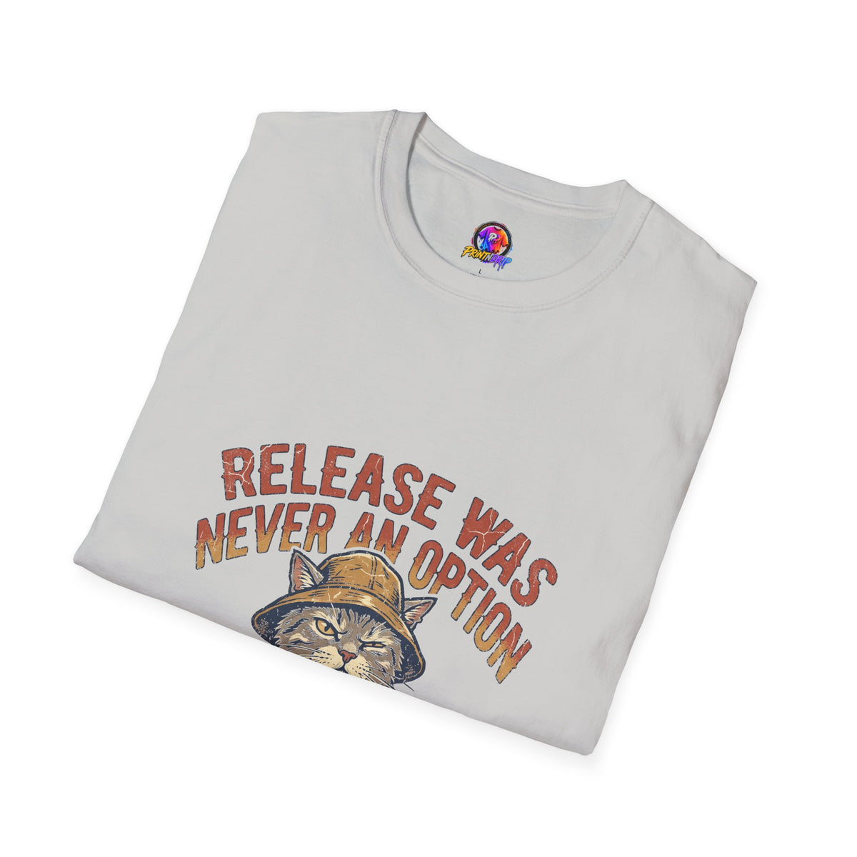 Funny And Witty Fishing Cat T-Shirt – "Release Was Never An Option" Vintage Angler Tee