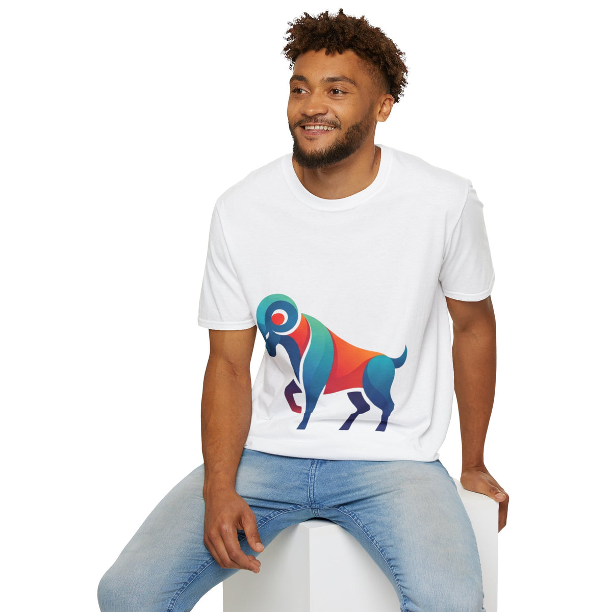 Ram Graphic T-Shirt — Colorful Geometric Sheep/Goat Art