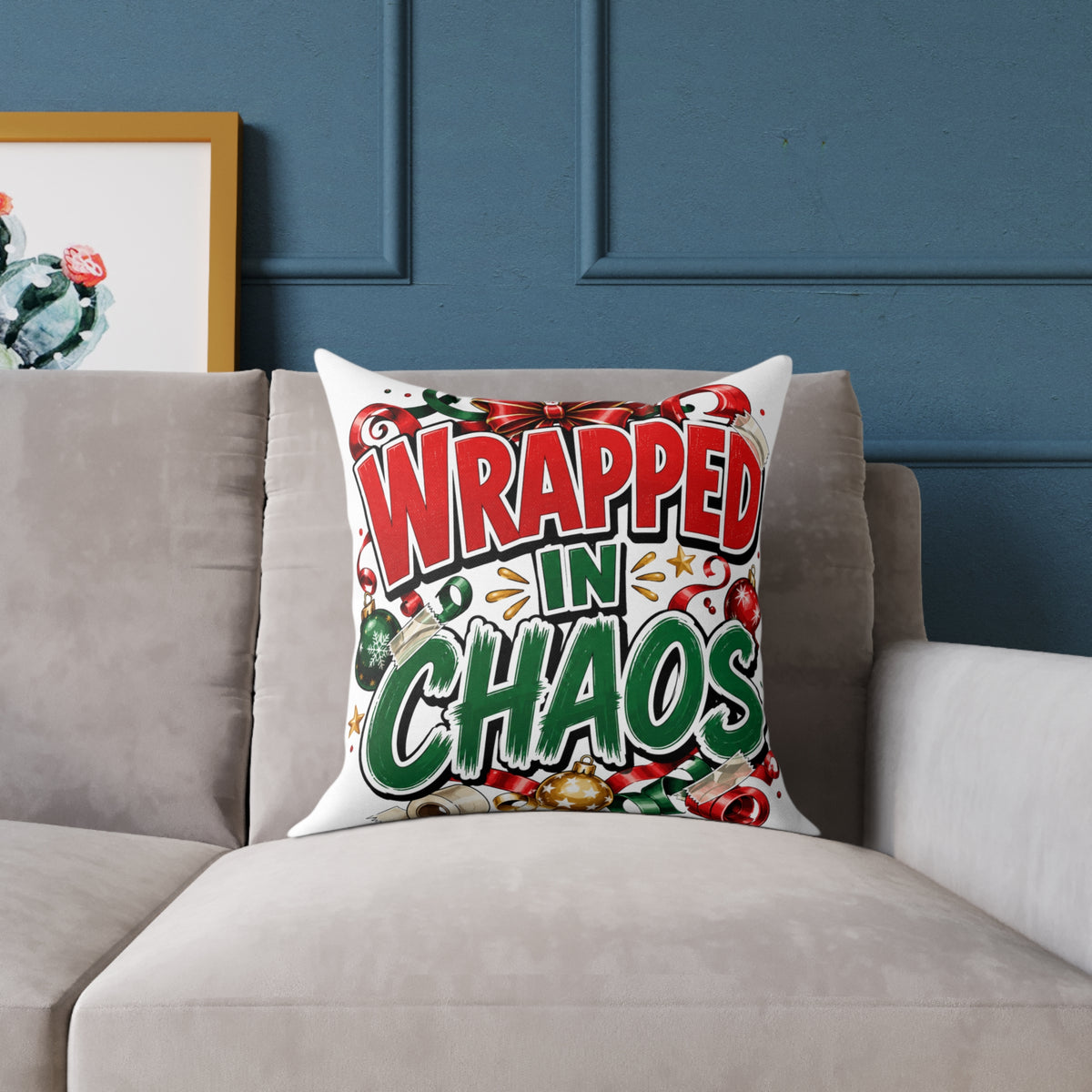 Christmas Wrapped in Chaos Holiday Throw Pillow