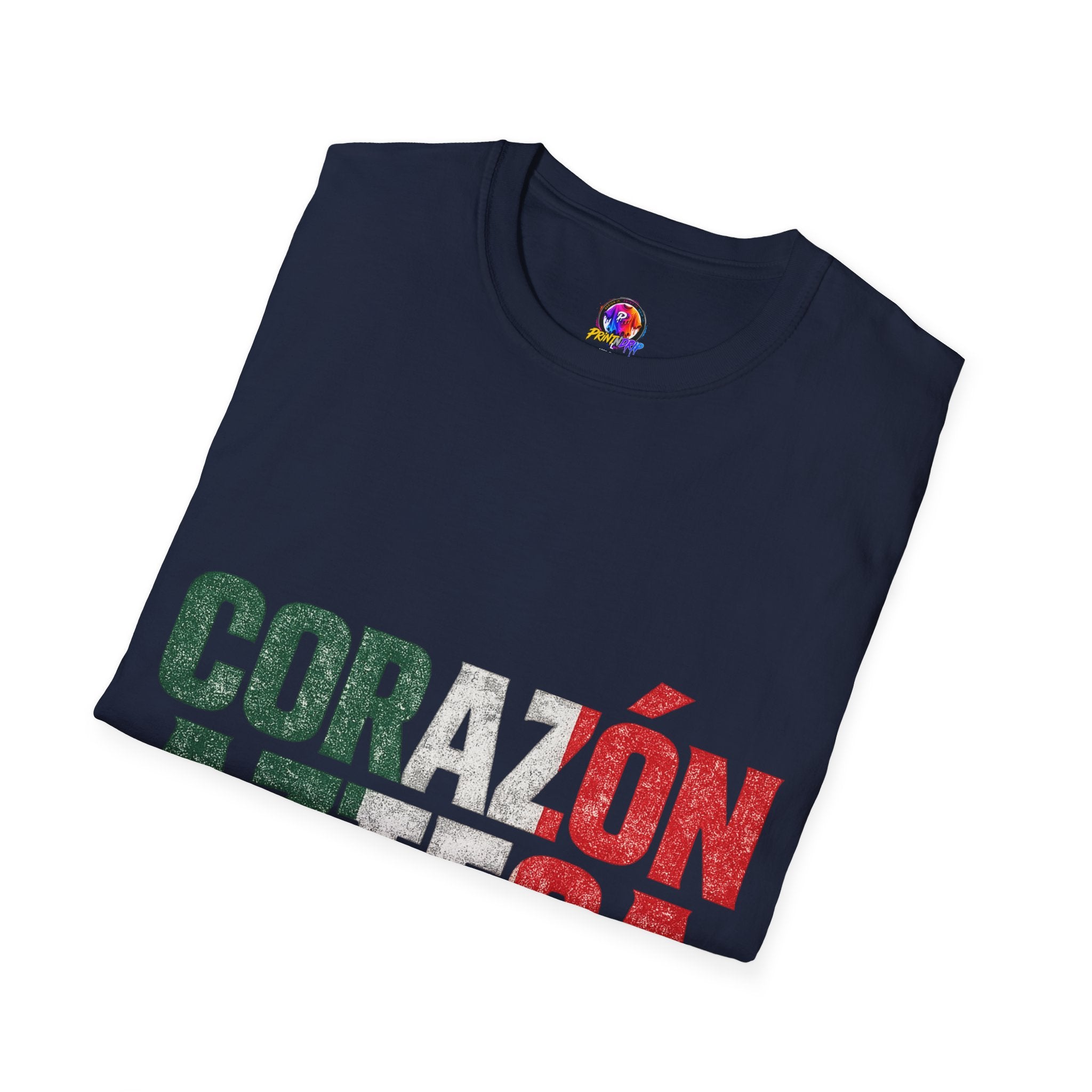 Mexico Corazón Azteca T-Shirt — Mexican Pride Flag Text Tee
