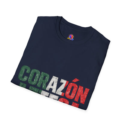 Mexico Corazón Azteca T-Shirt — Mexican Pride Flag Text Tee