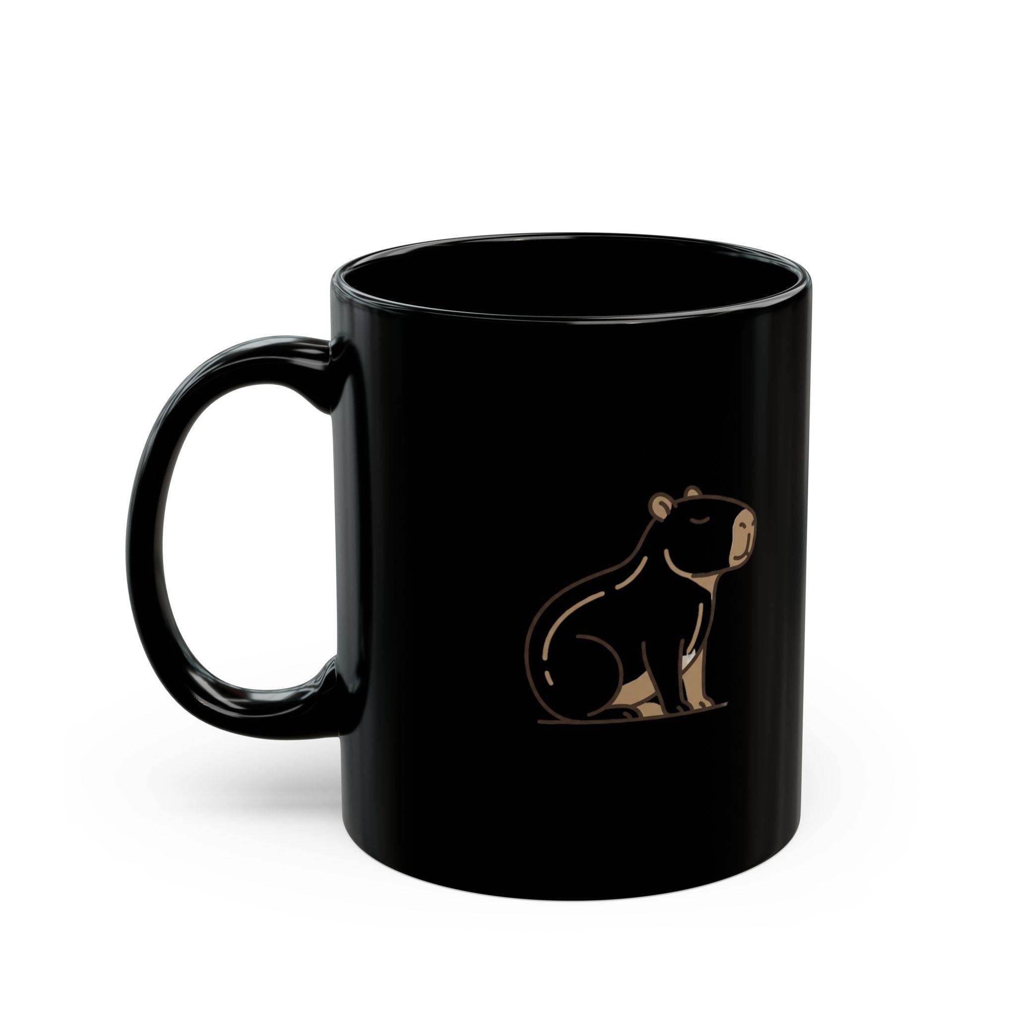 Funny Black Coffee Mug with Minimalist Bear Graphic – Cute Woodland Animal Gift