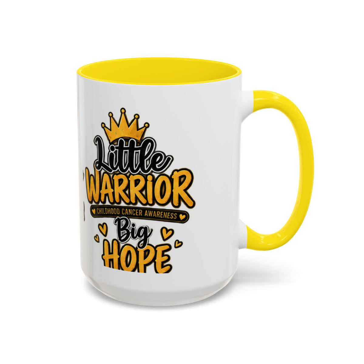 Little Warrior Childhood Cancer Awareness Coffee Mug – "Big Hope" Accent Mug