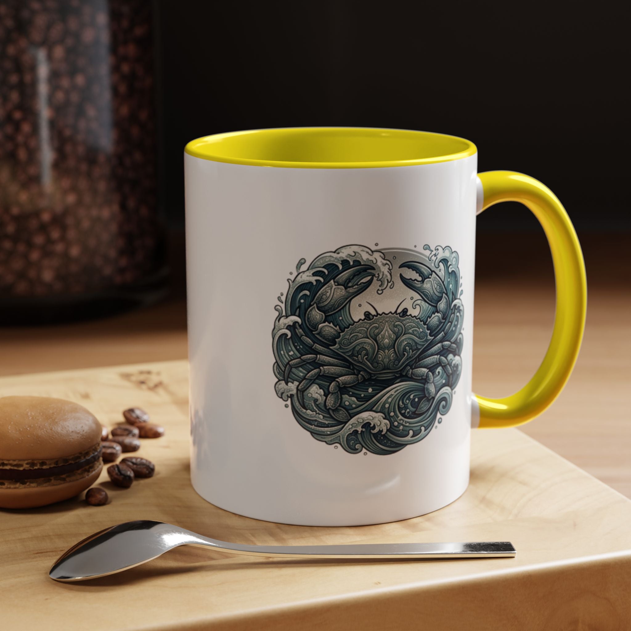 Crab Wave Accent Coffee Mug — Nautical Ocean Art