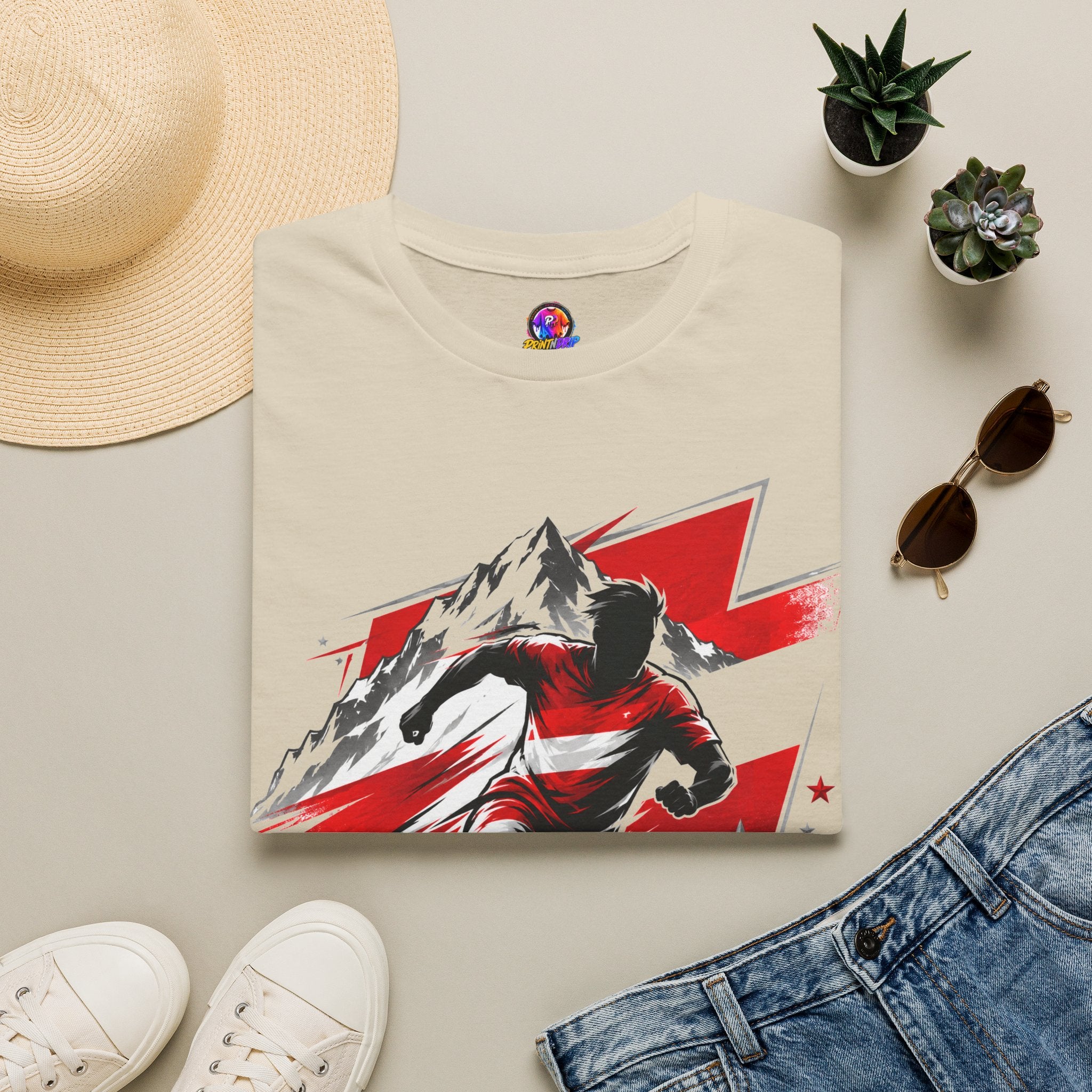 Austria  Alpine Charge Soccer T-Shirt — Mountain Football Graphic Tee -