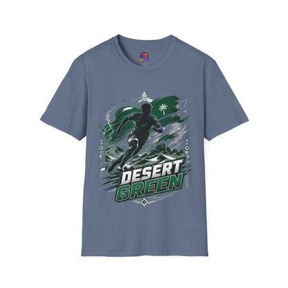 Saudi Arabia Desert Green Soccer T-Shirt — Silhouette Player Graphic