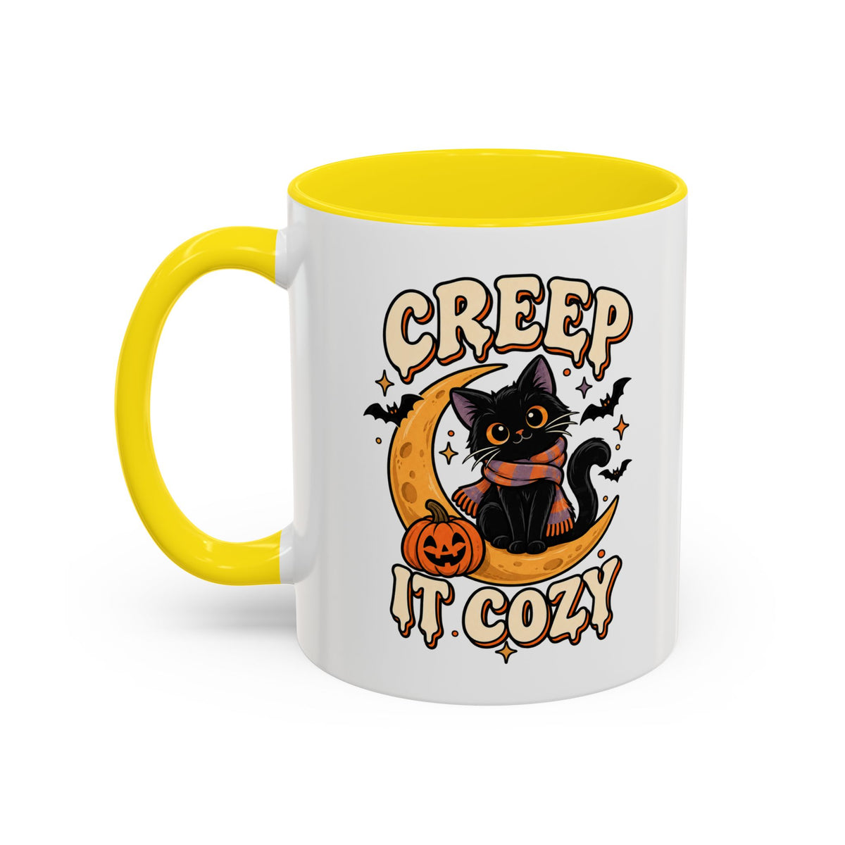 Creepy It Cozy Black Cat Halloween Accent Coffee Mug (11/15oz)