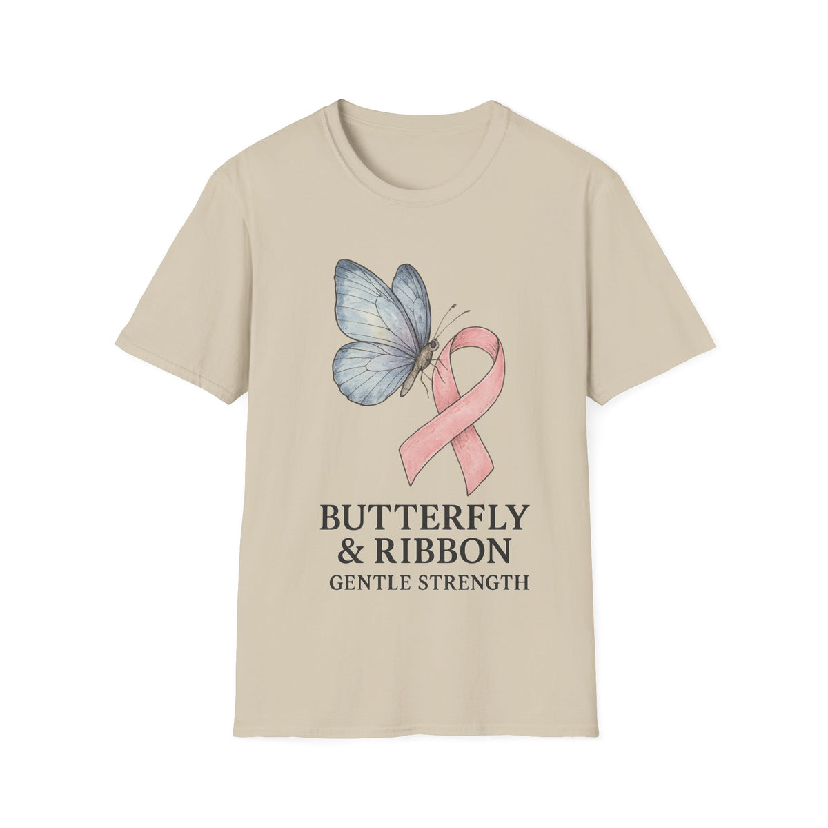 Butterfly and Ribbon Gentle Strength Graphic Tee, Pink Ribbon Breast Cancer T-Shirt - Trending Now - September 2026
