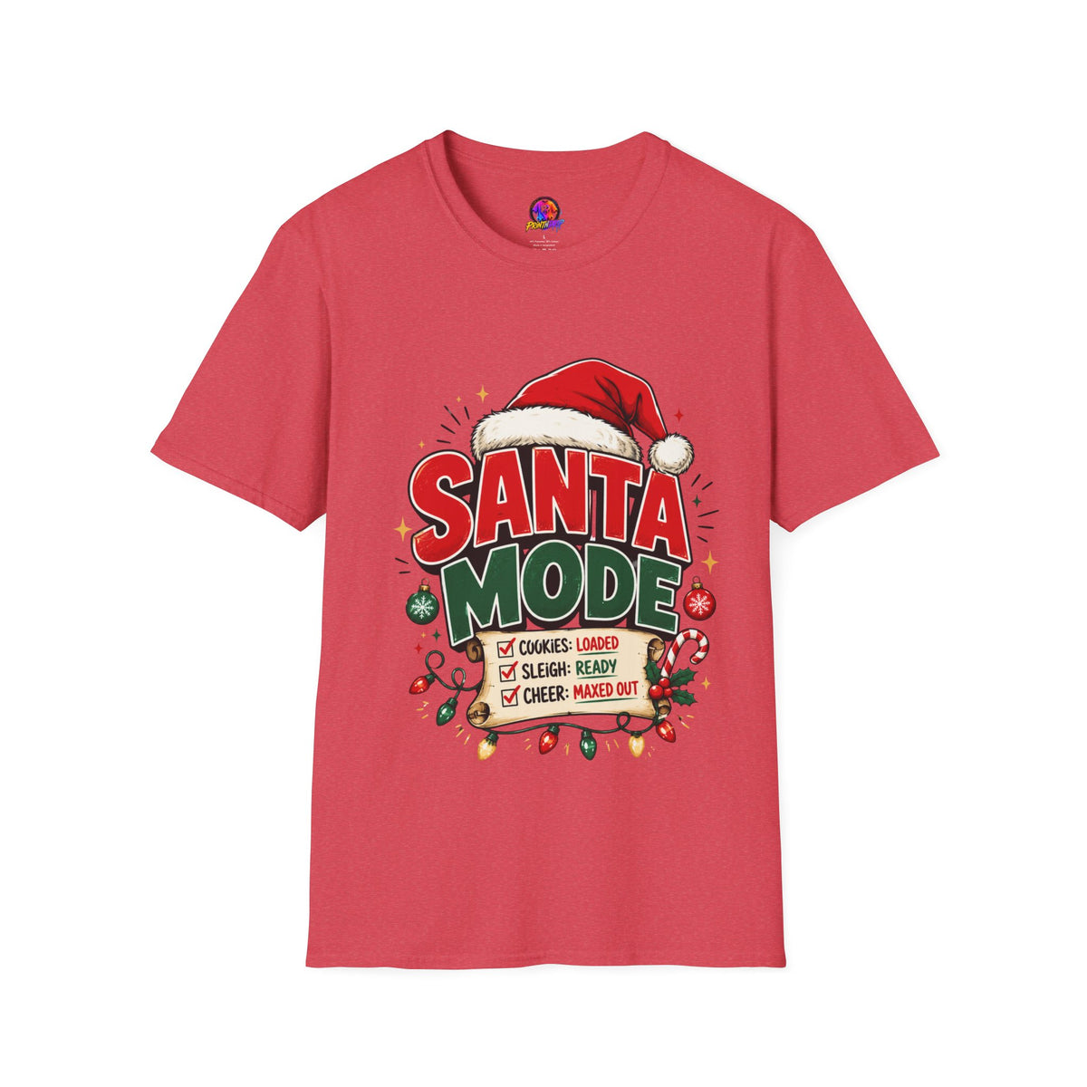 Santa Mode T-Shirt — Holiday Christmas Graphic Tee with Santa Hat