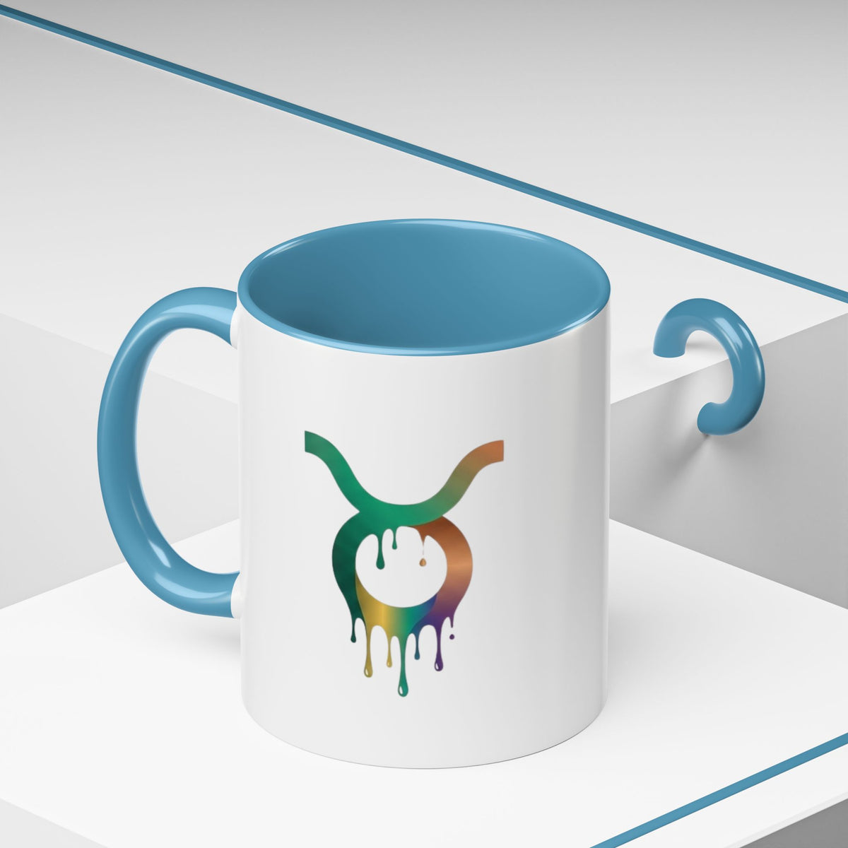 Taurus Drip Zodiac Coffee Mug — Colorful Taurus Symbol Accent Mug