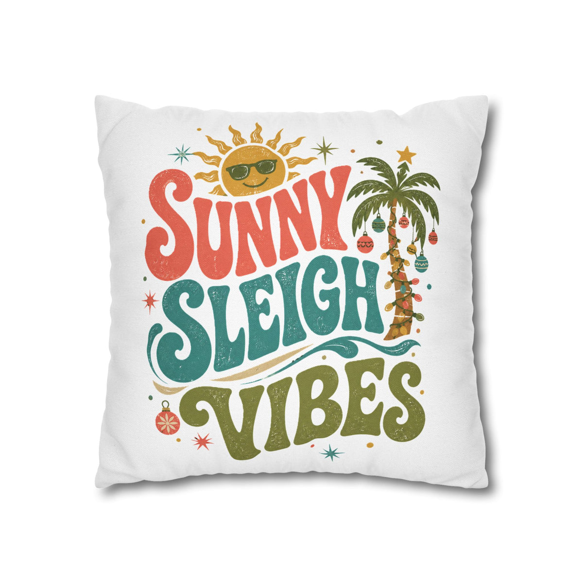 Sunny Sleigh Vibes Decorative Pillowcase Modern Day Christmas