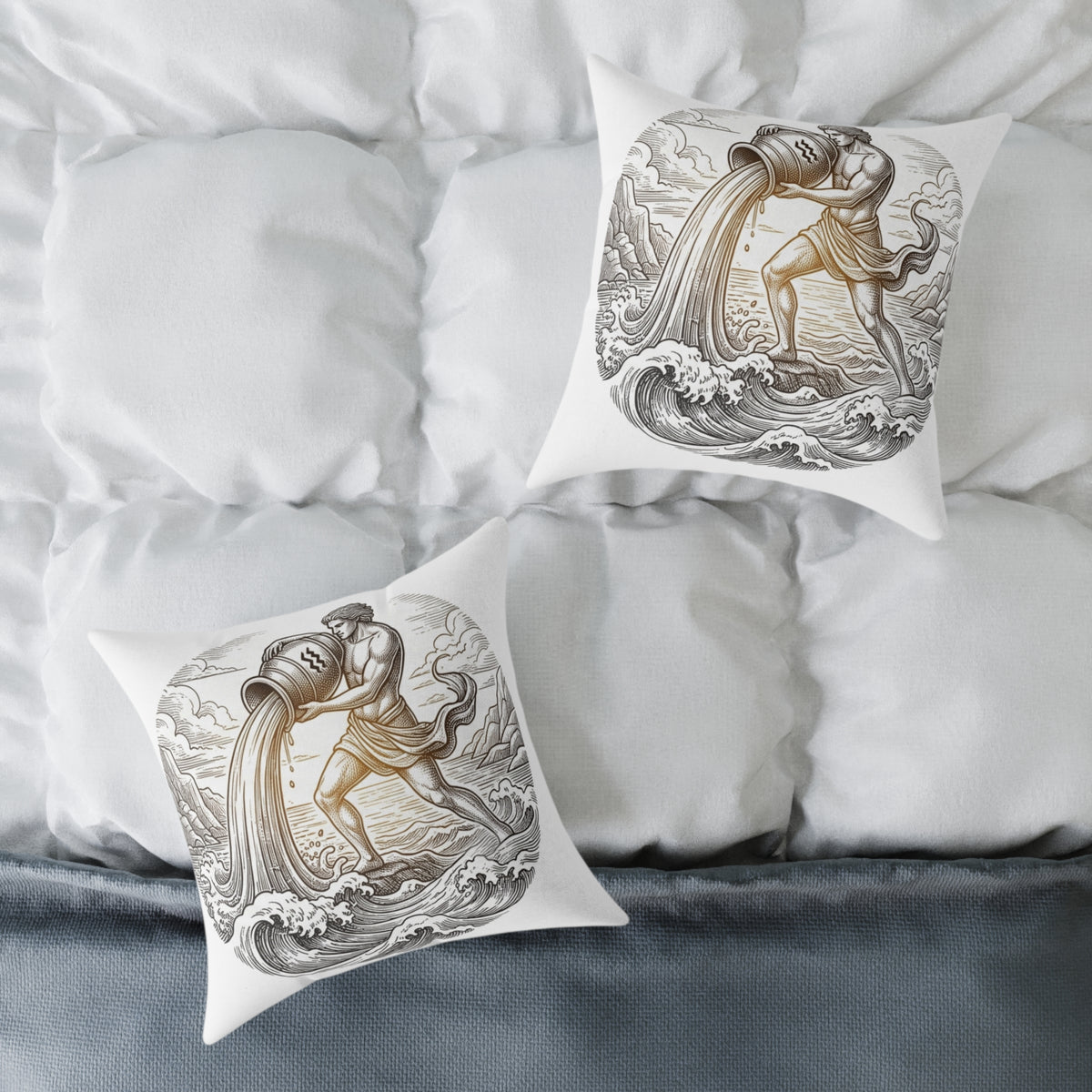 Aquarius Zodiac Pillow — Water-Bearer Astrology Throw Pillow