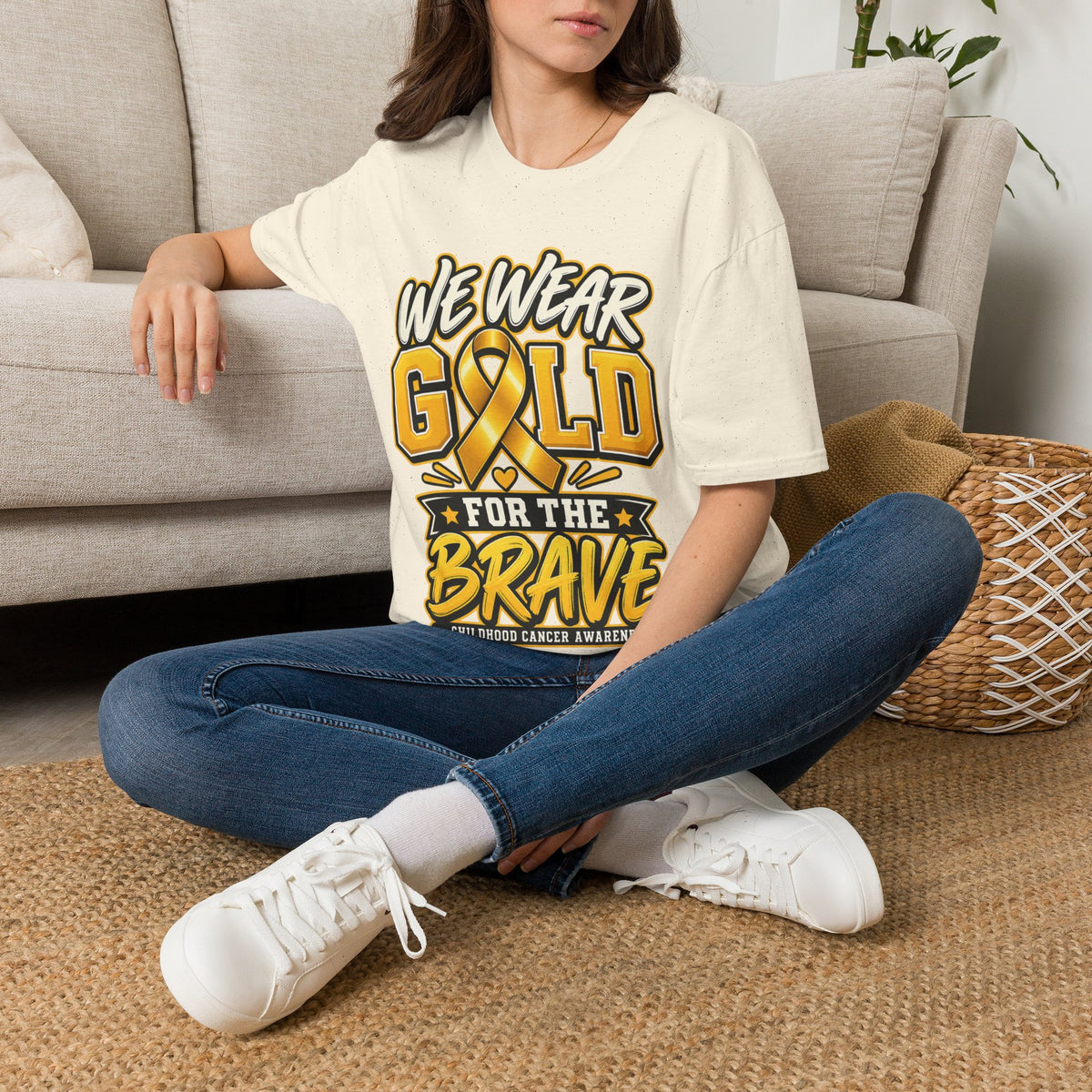 Childhood Cancer Awareness T-Shirt — "We Wear Gold For The Brave"