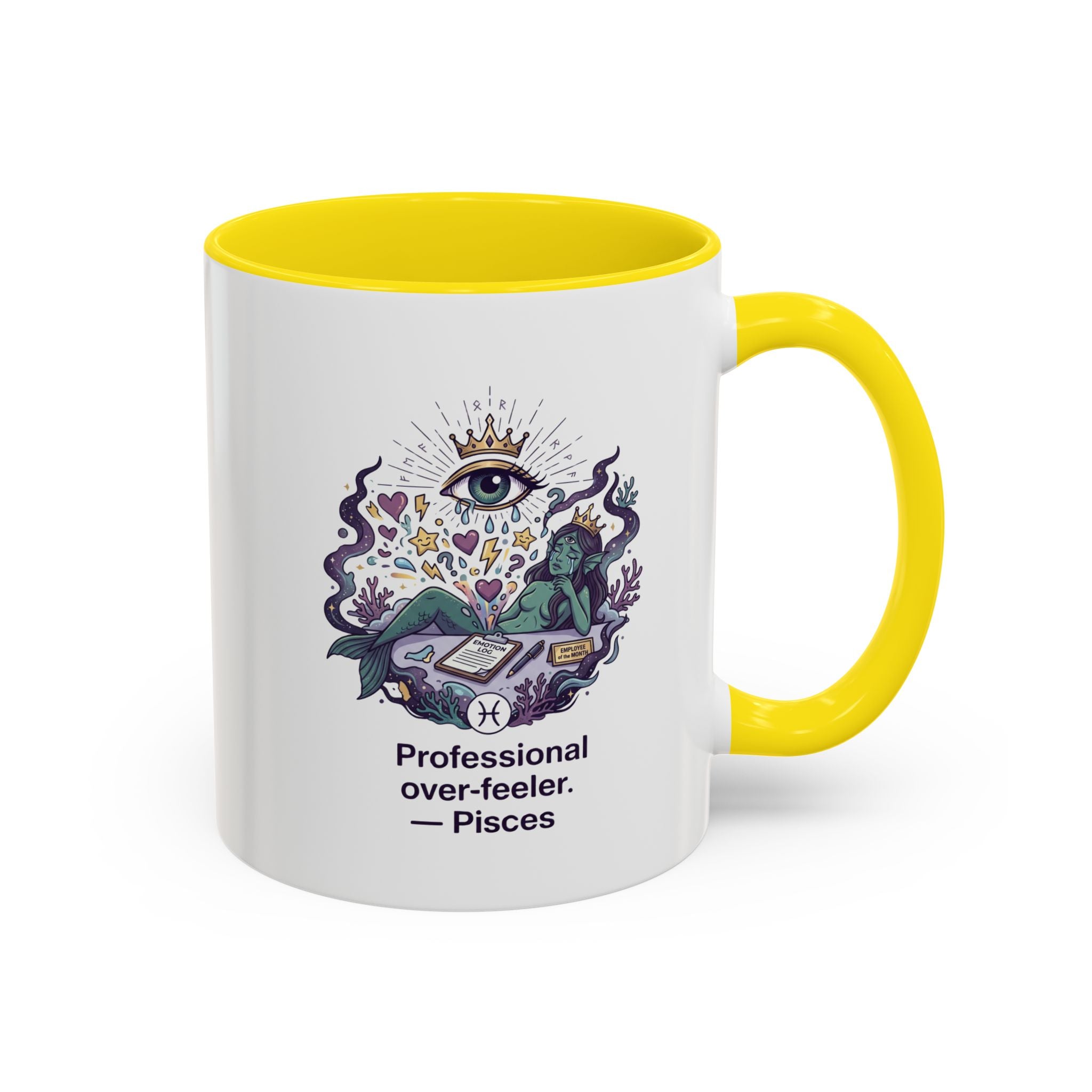 Pisces Coffee Mug — "Professional Over-feeler" Zodiac Accent Mug (11/15oz)