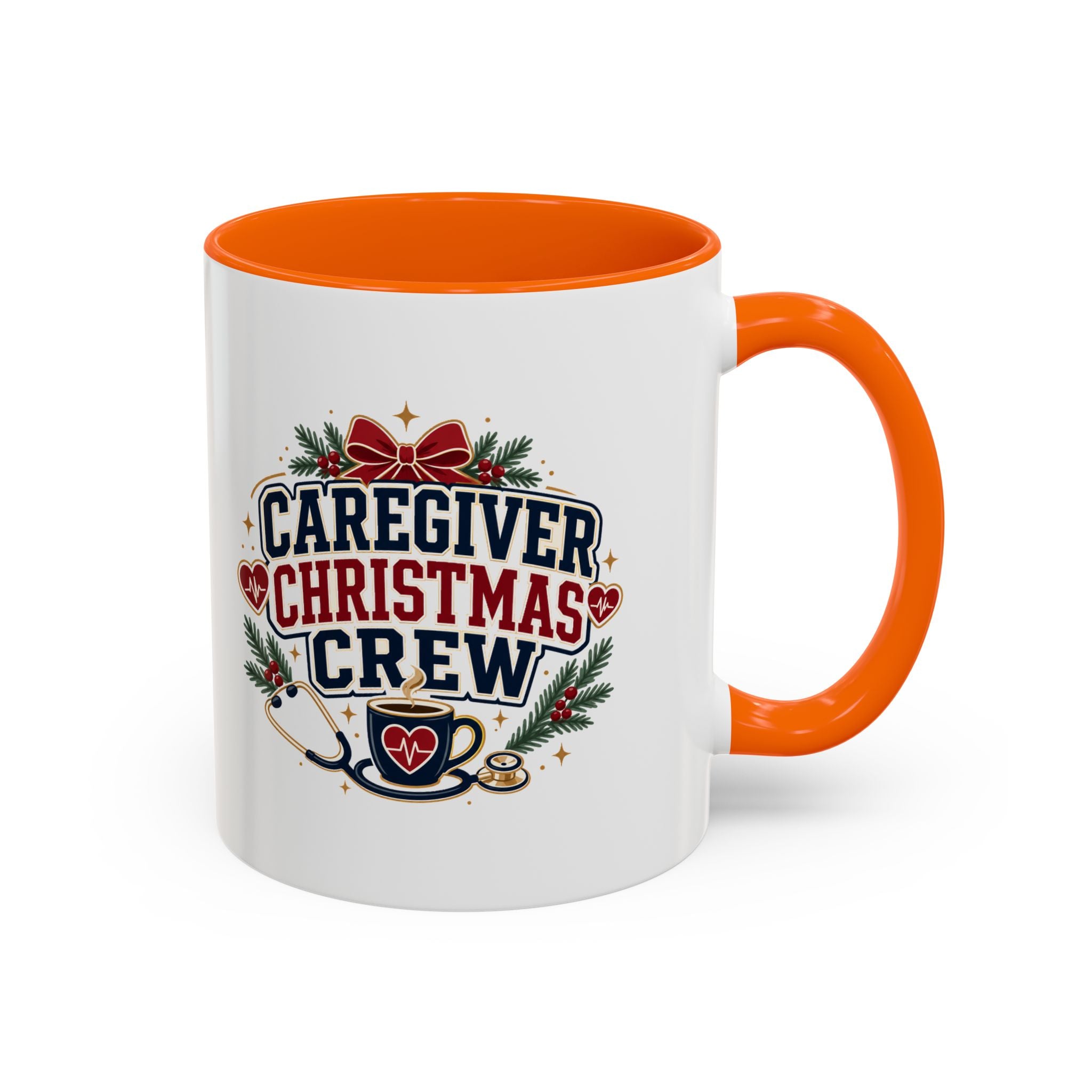 Modern Day Christmas Caregiver Christmas Crew Accent Coffee Mug – Holiday Nurse & Caregiver Gift (11/15oz)