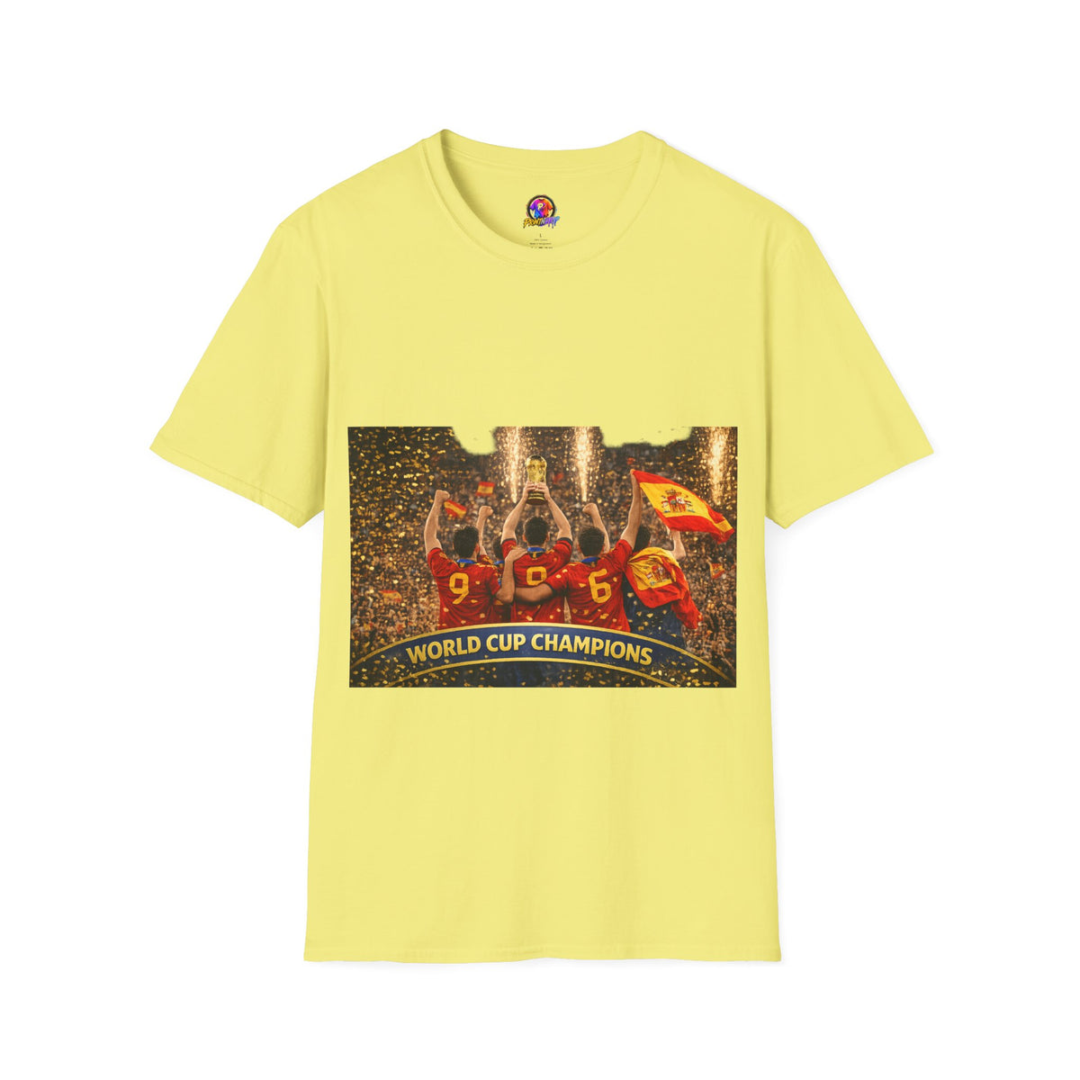 Spain World Cup Champions T‑Shirt — Soccer Trophy Celebration Tee