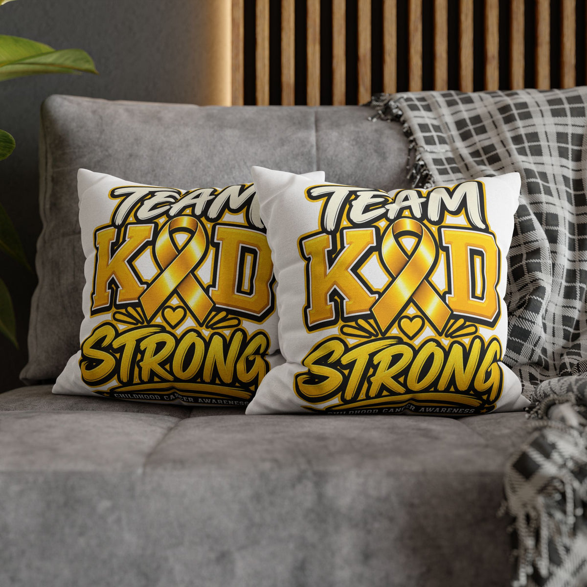 Team KID Strong Childhood Cancer Awareness Square Pillowcase