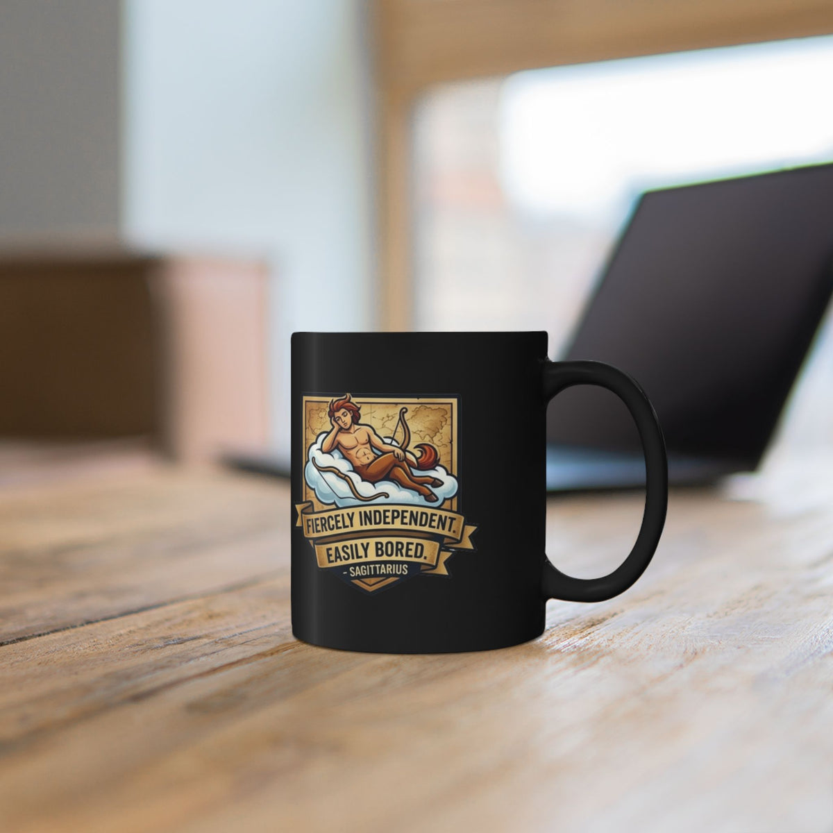 Sagittarius Mug — 'Fiercely Independent, Easily Bored' Zodiac Coffee Cup