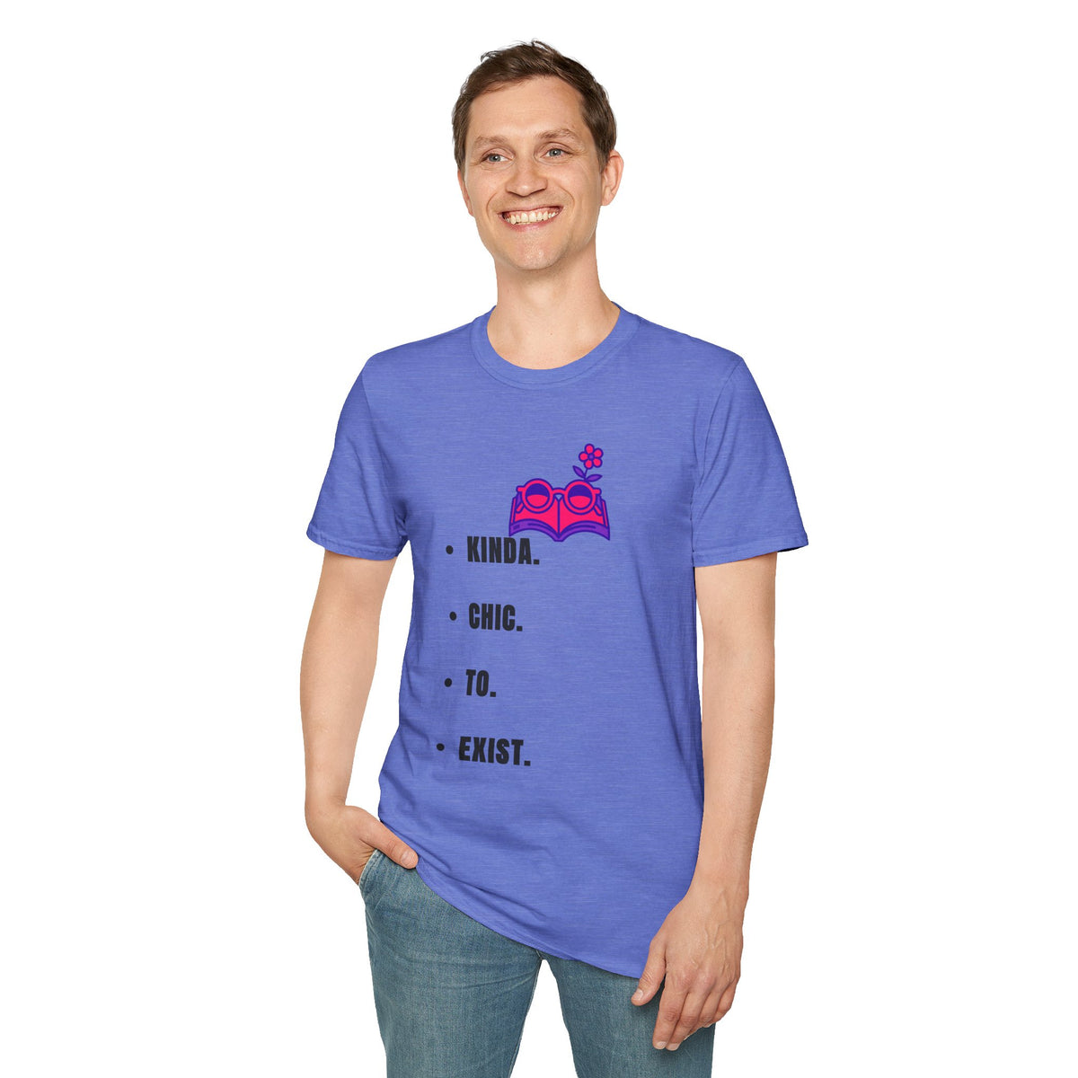 T-Shirt — "Kinda. Chill. To. Exist." Minimal Book & Flower Graphic Tee - Trending Now - September 2026