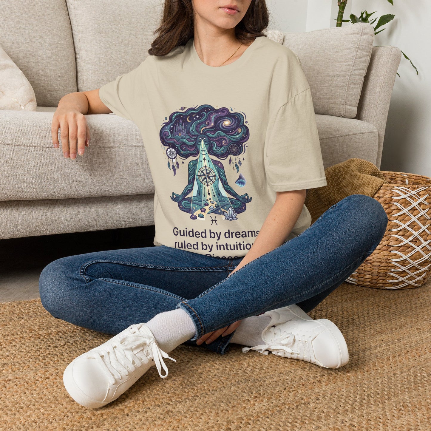 Dreamy Meditation T-Shirt — 'Guided by dreams, ruled by intuition' Spiritual Art Tee