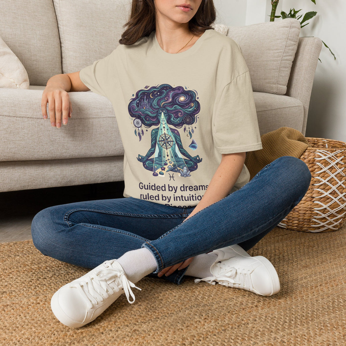 Dreamy Meditation T-Shirt — 'Guided by dreams, ruled by intuition' Spiritual Art Tee