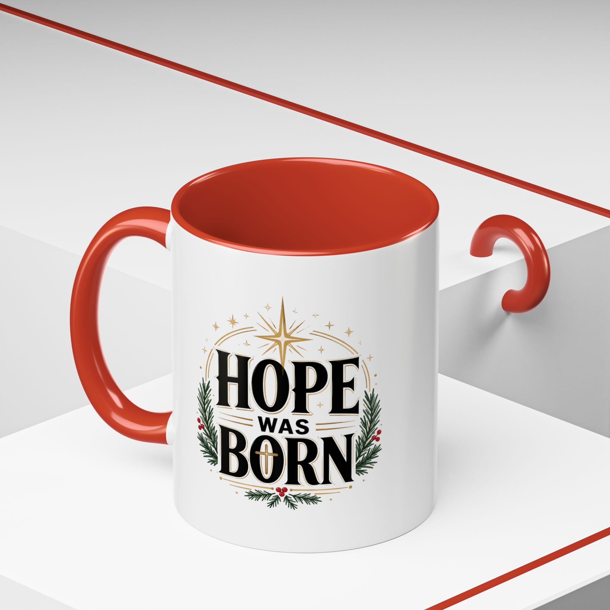 Christmas Hope Was Born Christmas Coffee Mug — Festive Holiday Holiday Prayer Mug