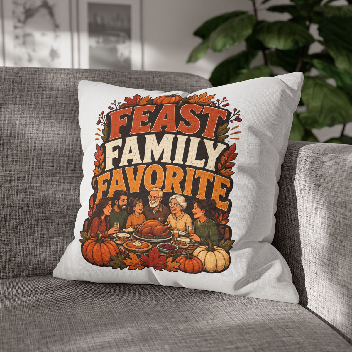 Thanksgiving Feast Family Favorite Decorative Pillow