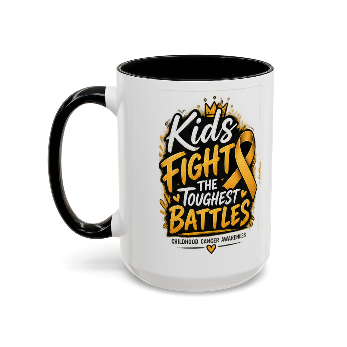 Kids Fight The Toughest Battles Accent Coffee Mug — Childhood Cancer Awareness 11/15oz