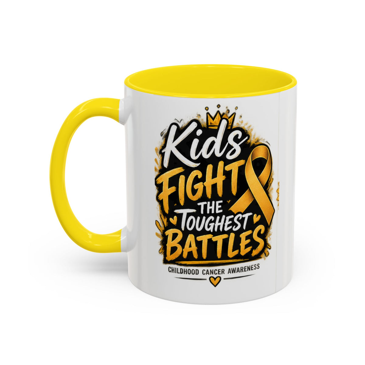 Kids Fight The Toughest Battles Accent Coffee Mug — Childhood Cancer Awareness 11/15oz