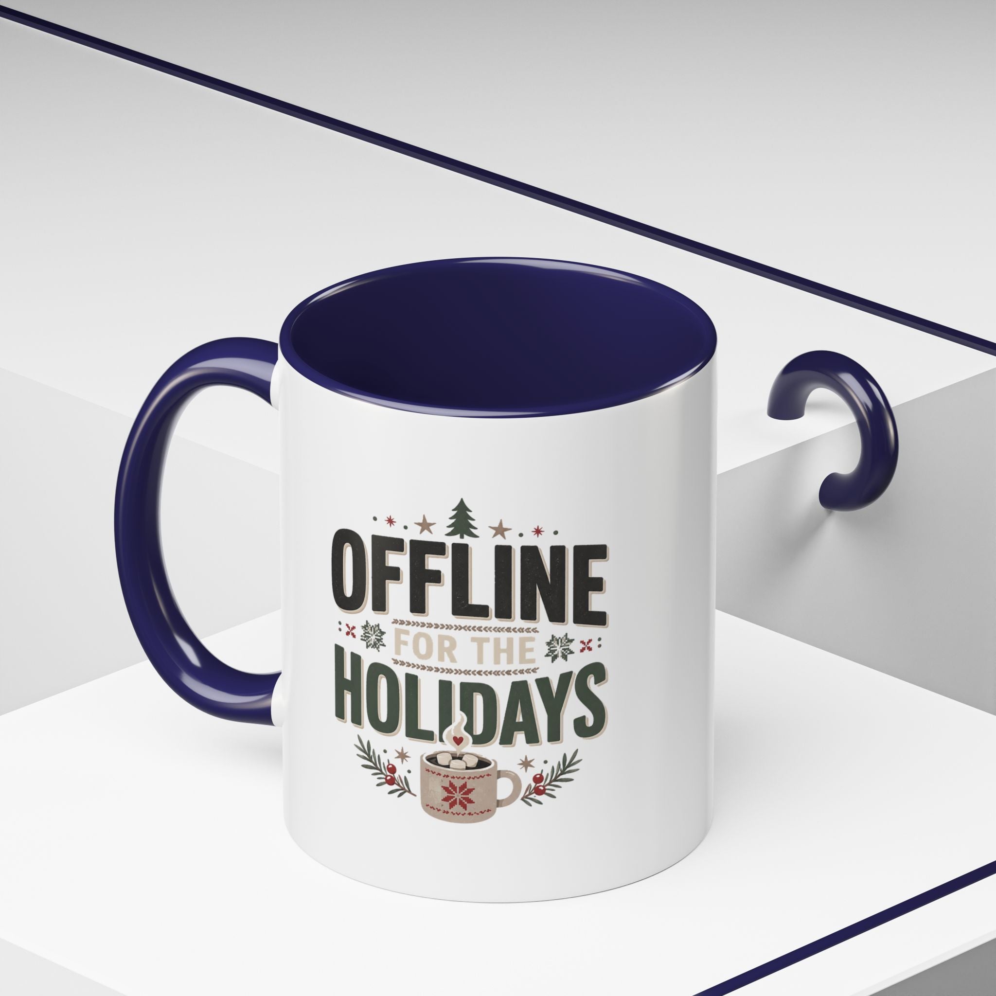Christmas Holiday Coffee Mug — “Offline for the Holidays” Accent Ceramic Mug