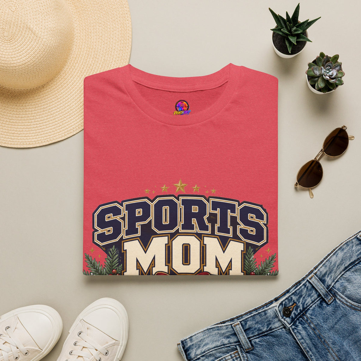 Sports Mom T‑Shirt — "Holiday Hustle" Athletic Mom Tee