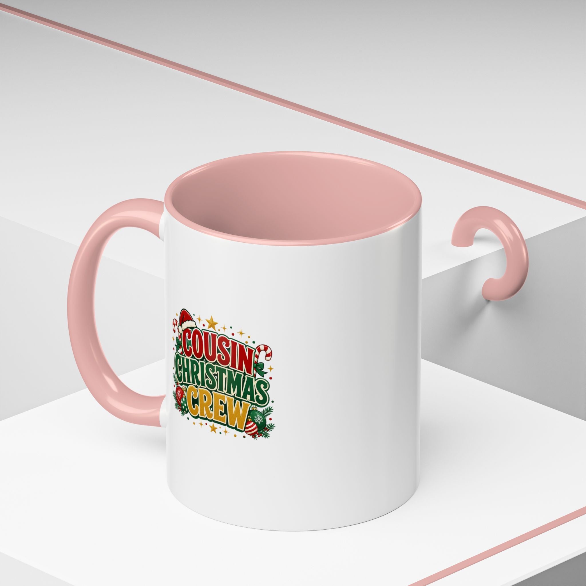 Cousin Christmas Crew Accent Coffee Mug — Holiday Family Christmas Coffee Cup