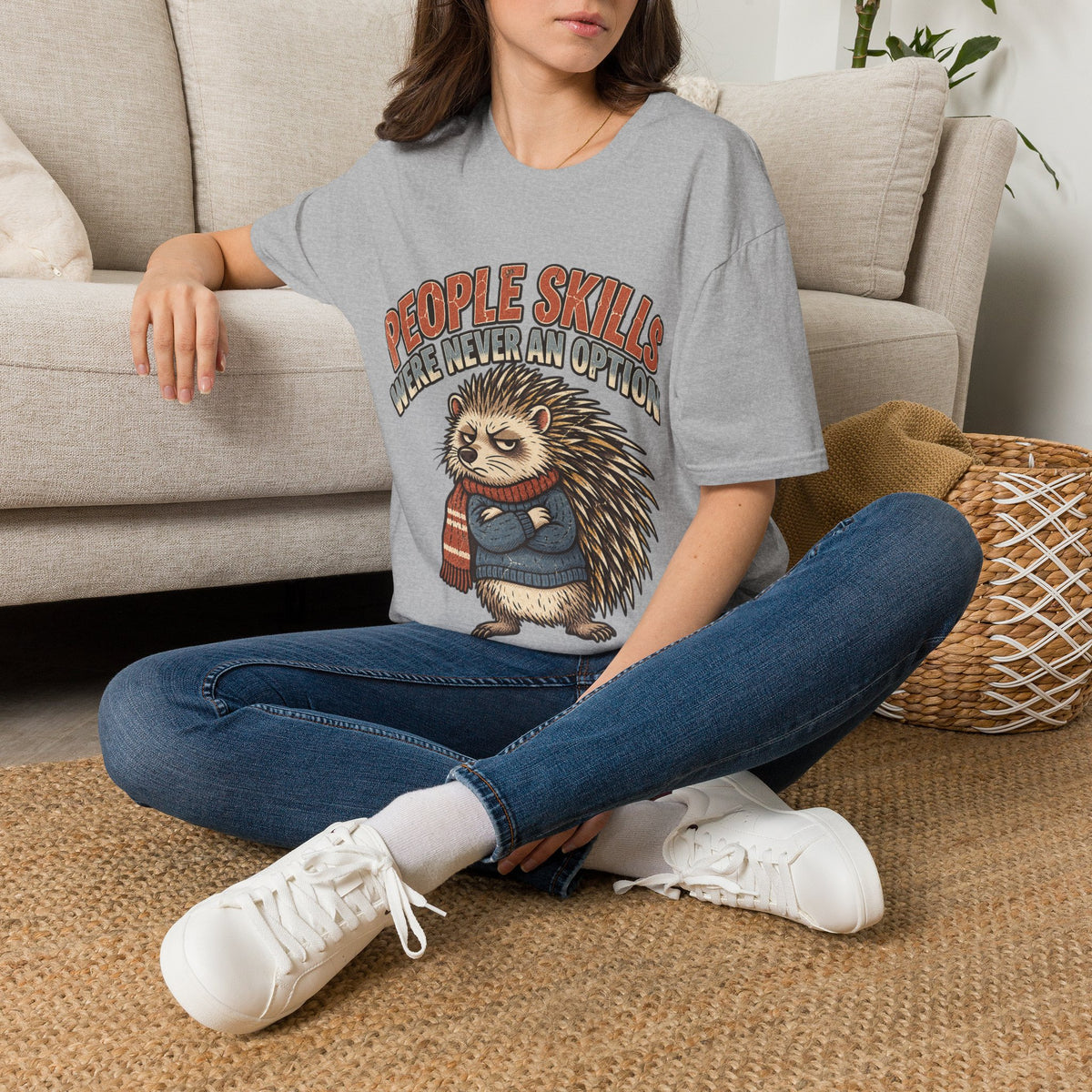 People Skills Were Never An Option T-Shirt — Funny Introvert Porcupine Graphic Tee