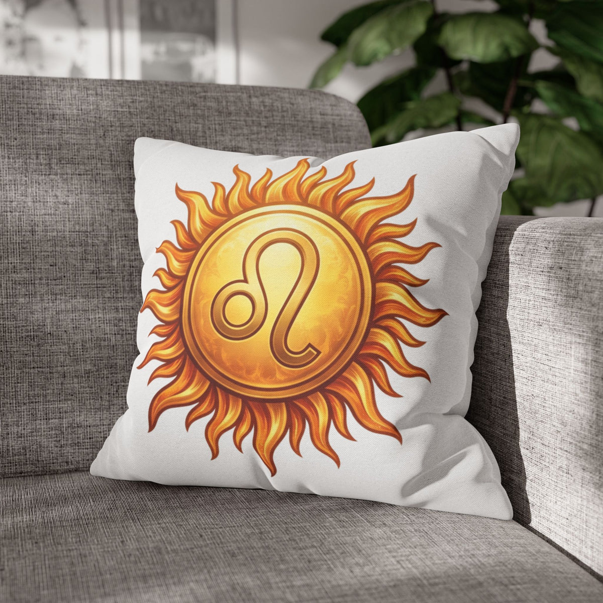 Leo Sun Zodiac Decorative Pillow Spun Square Pillowcase