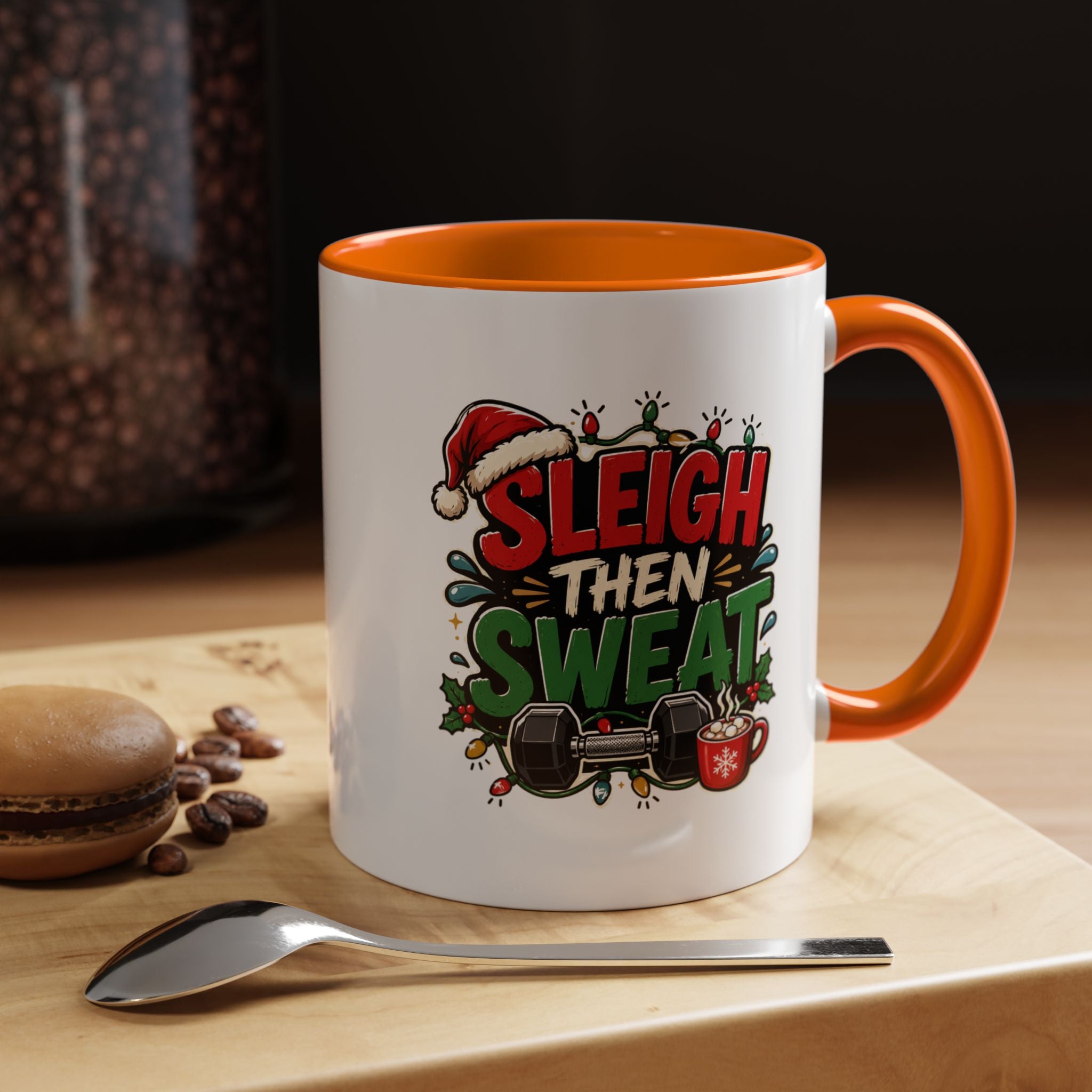 Modern Day Christmas Sleigh Then Sweat Coffee Mug — Festive Gym Motivational Holiday Gift