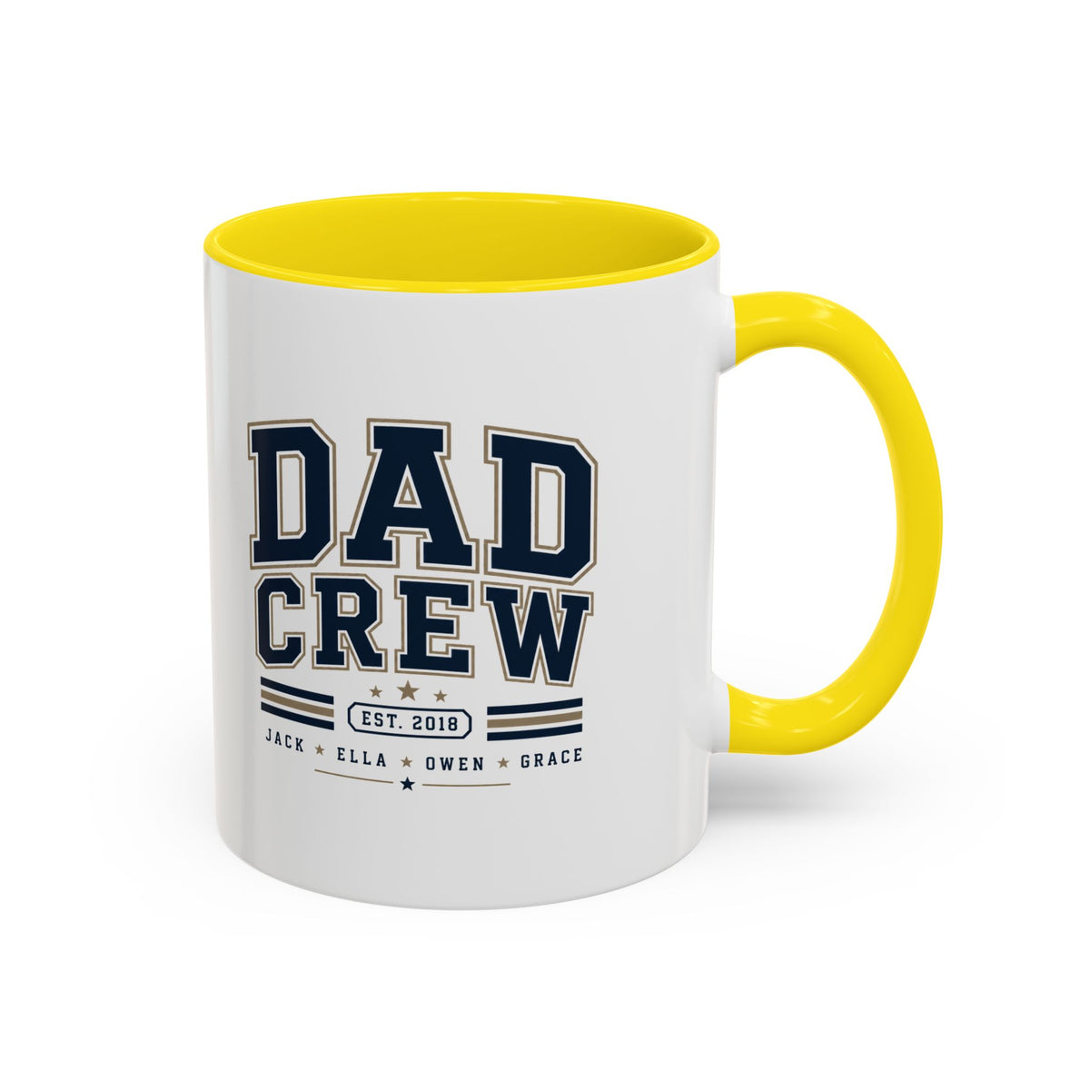 Milo Bailey Dog Dad Mom Dad Crew Accent Coffee Mug — Personalized Family Names, Established Date Coffee Cup