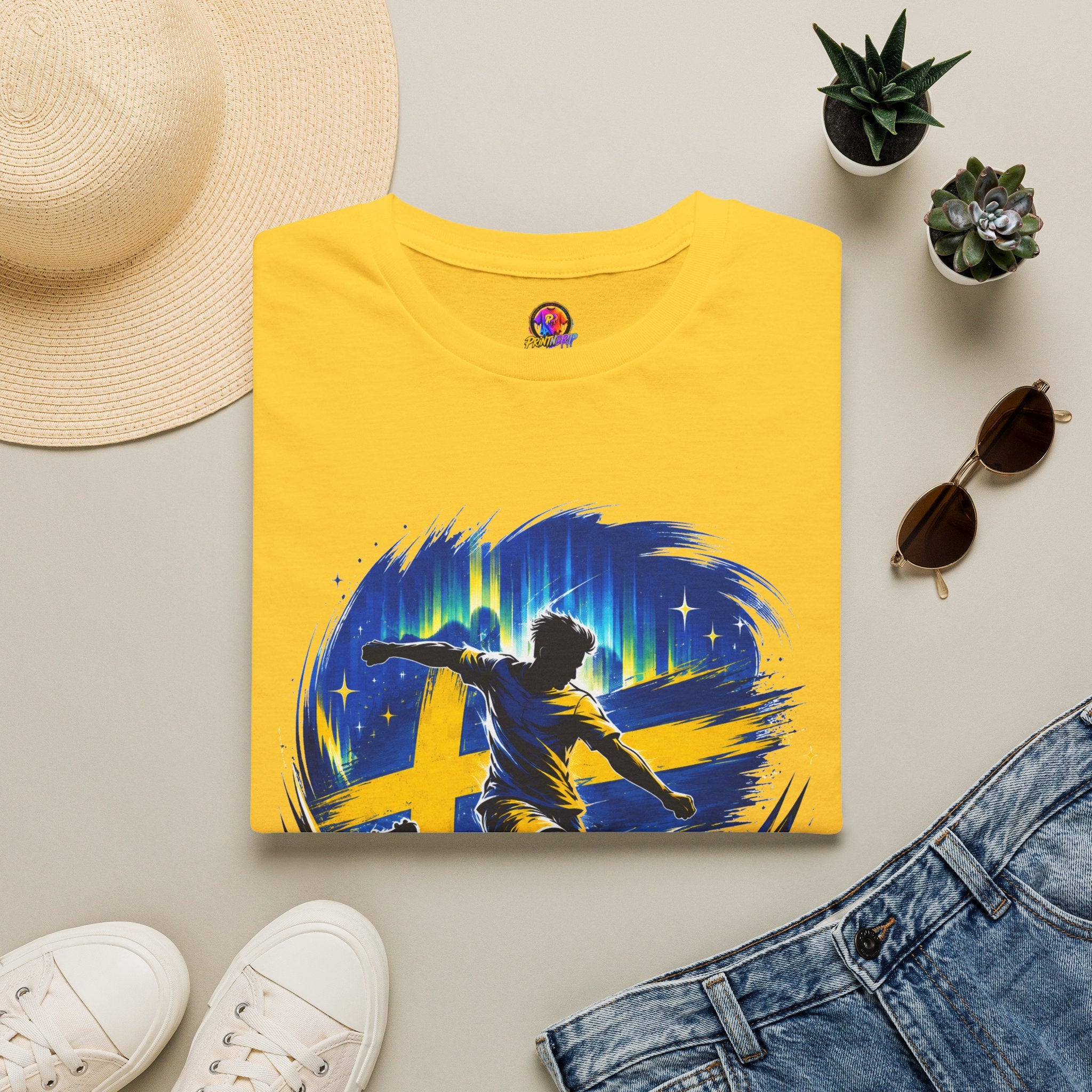 Sweden Nordic Thunder Soccer T-Shirt — Sweden Football Fan Tee