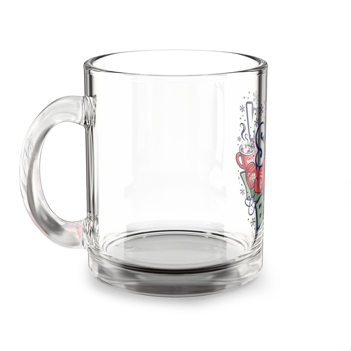 Christmas Glass Mug 10 oz Snow Day Energy Glass Mug — 10oz Winter Coffee Cup