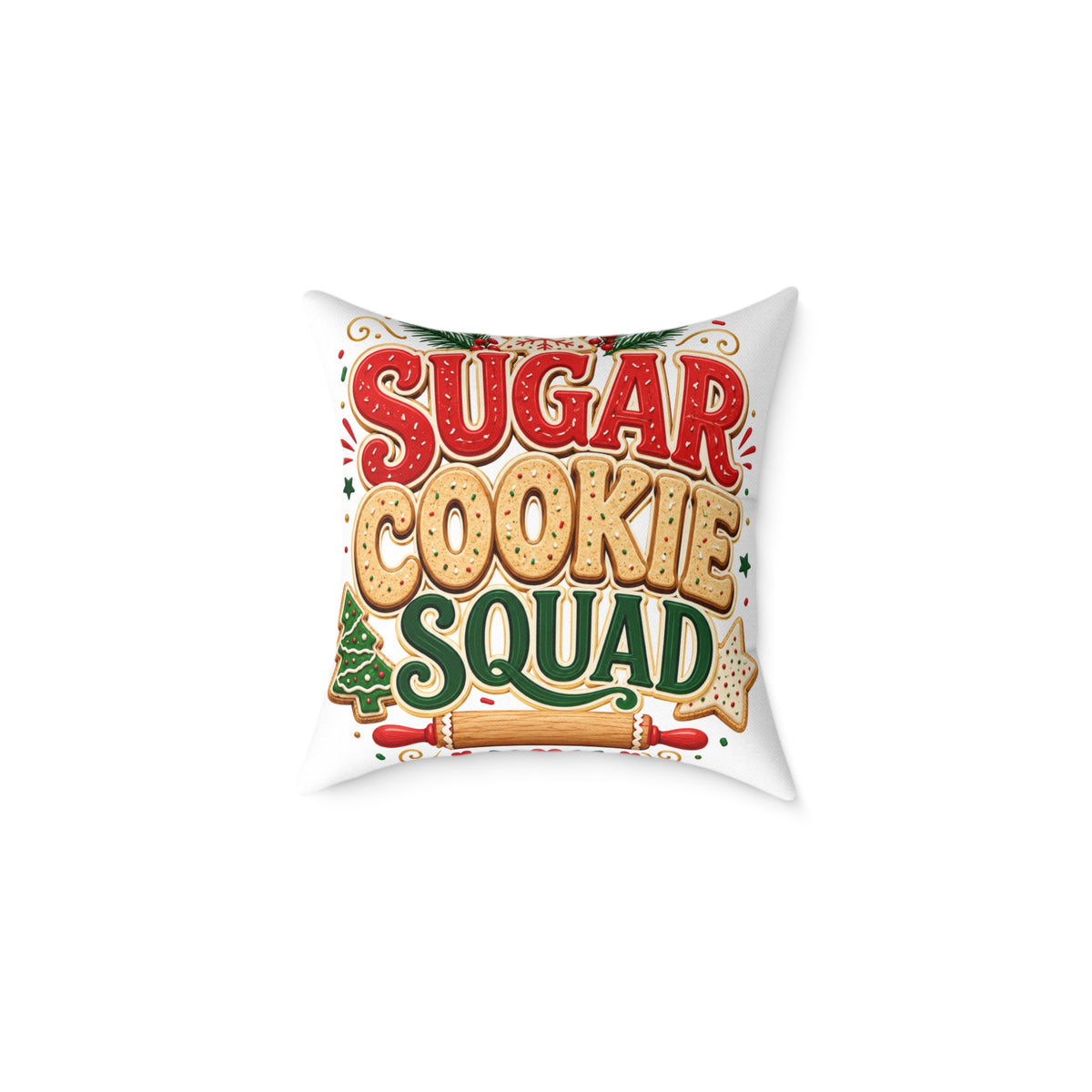 Christmas Sugar Cookie Squad Pillow – Christmas Holiday Decorative Throw Pillow