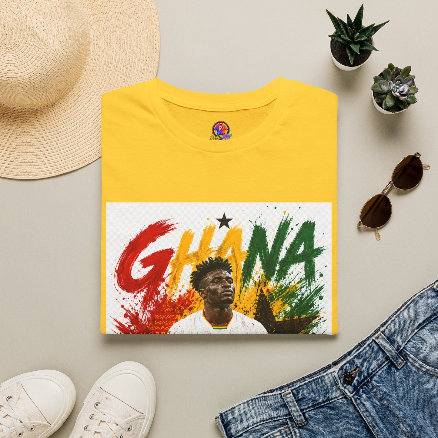 Ghana Football Player Graphic T-Shirt — Ghana Colors & Kudus Print