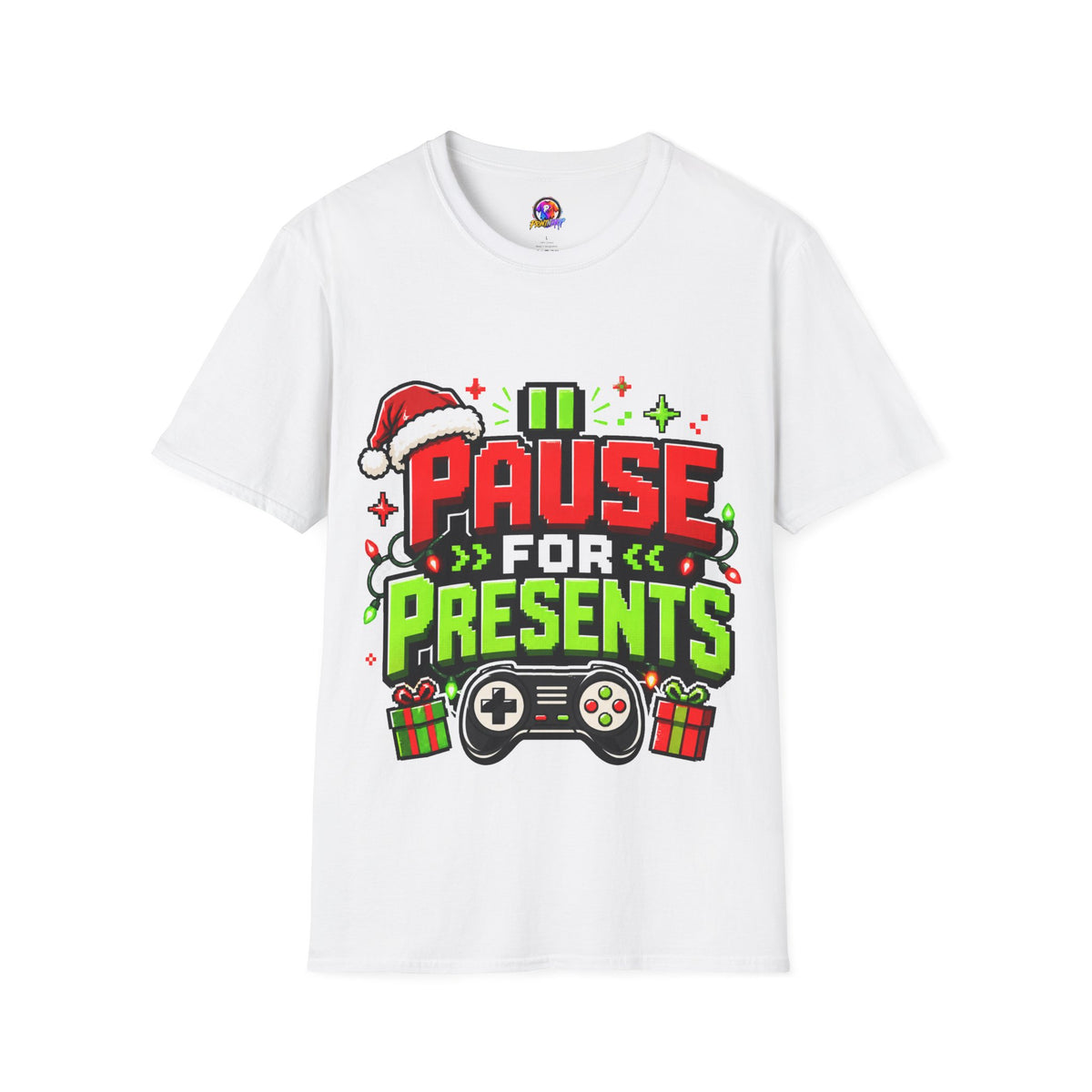 T-Shirt — "Pause for Presents" Christmas Gamer Tee