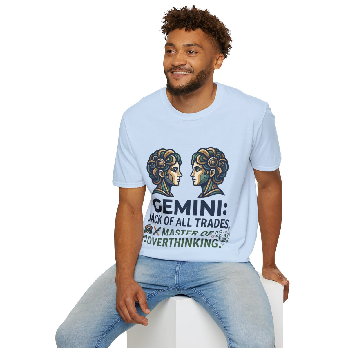 Gemini Zodiac T‑Shirt — Vintage Twins Astrology Tee ("Gemini: Jack of All Trades")