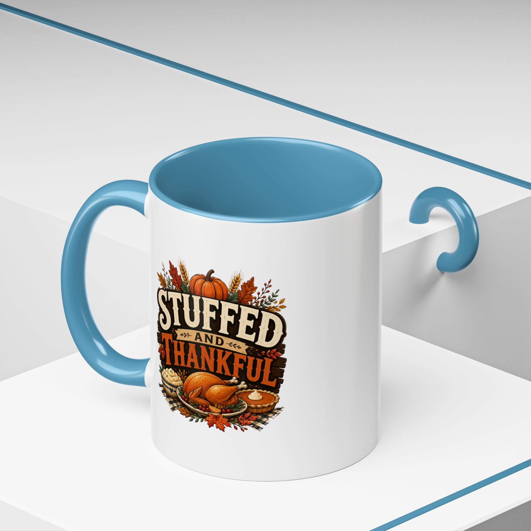 Thanksgiving Mug Stuffed and Thankful Coffee Mug — Thanksgiving Fall Holiday Kitchen Gift