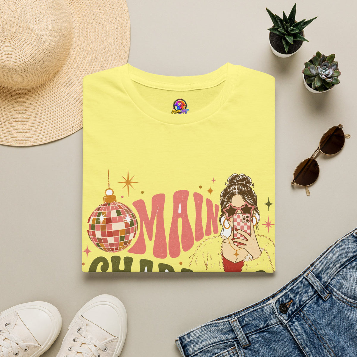 Christmas T-Shirt — "Main Character Christmas" Graphic Tee (Holiday Mom Aesthetic)