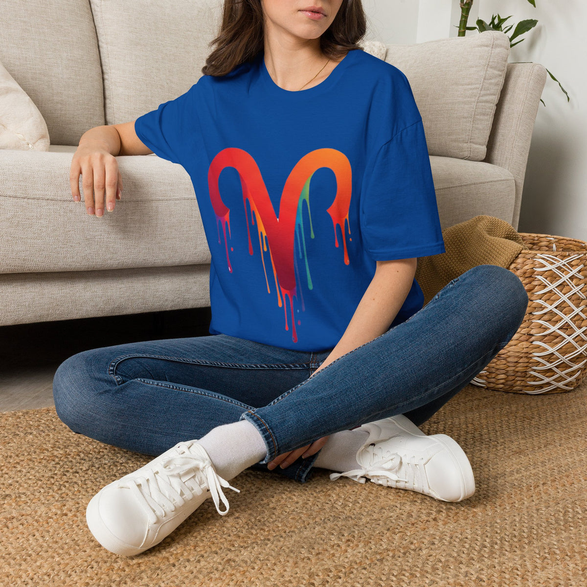 Aries Rainbow Drip T-Shirt — Colorful Dripping Zodiac Graphic Tee