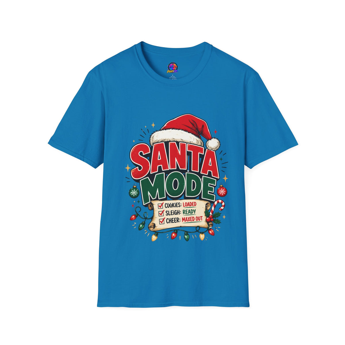 Santa Mode T-Shirt — Holiday Christmas Graphic Tee with Santa Hat